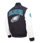 NFL PHILADELPHIA EAGLES CITY ARCH MEN'S WOOL VARSITY JACKET (BLACK/WHITE M60030)