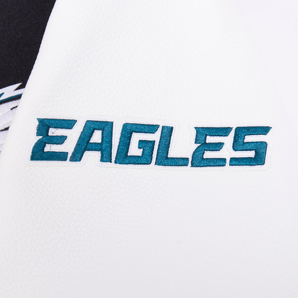 NFL PHILADELPHIA EAGLES CITY ARCH MEN'S WOOL VARSITY JACKET (BLACK/WHITE M60030)