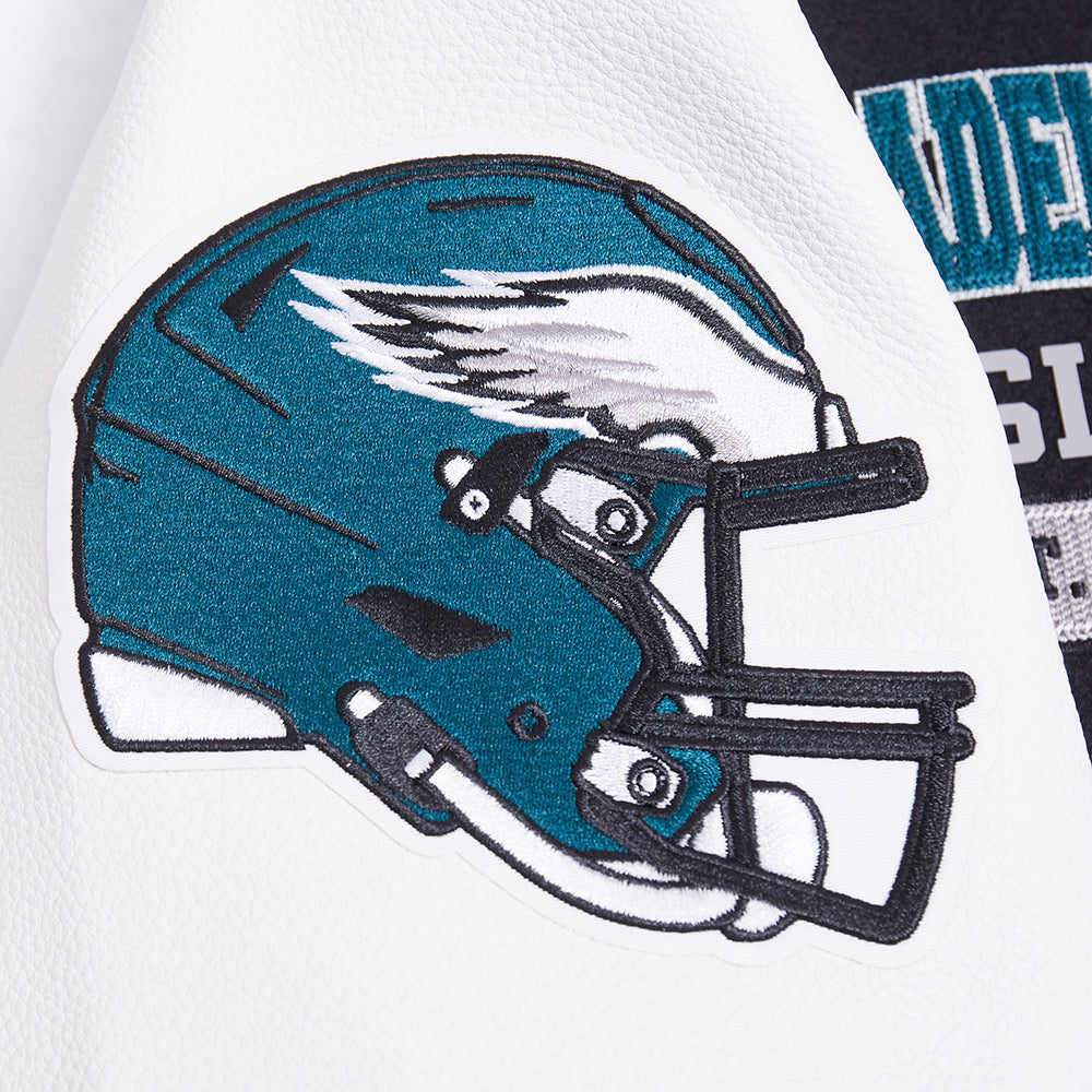 NFL PHILADELPHIA EAGLES CITY ARCH MEN'S WOOL VARSITY JACKET (BLACK/WHITE M60030)