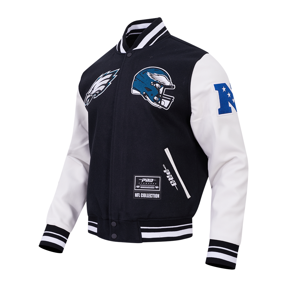 NFL PHILADELPHIA EAGLES MEN'S VARSITY JACKET (BLACK/WHITE)