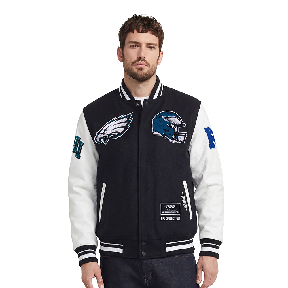 NFL PHILADELPHIA EAGLES BLOUSON COLLÉGIAL POUR HOMME (NOIR/BLANC)