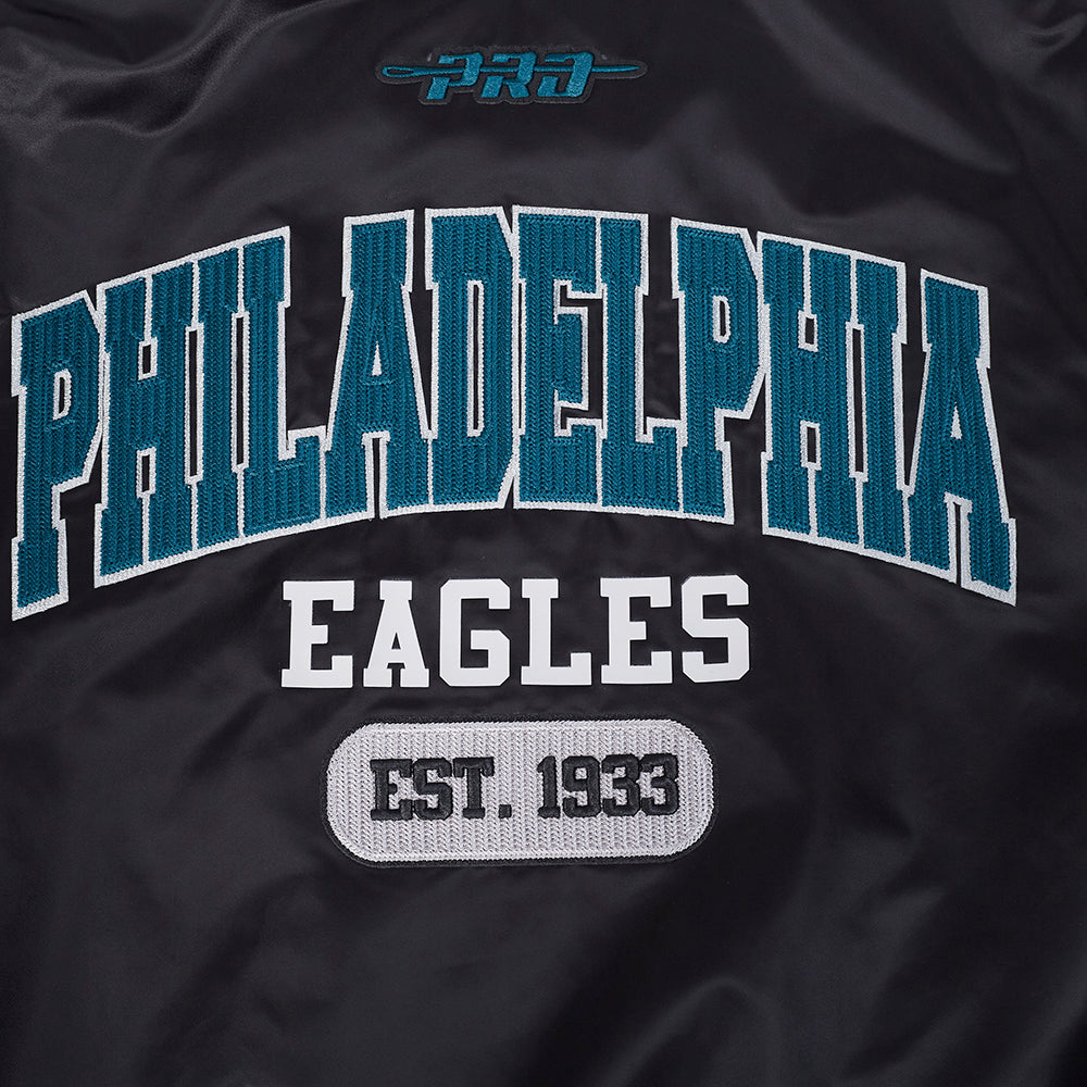 NFL PHILADELPHIA EAGLES CITY ARCH BLOUSON EN SATIN POUR HOMME (NOIR)
