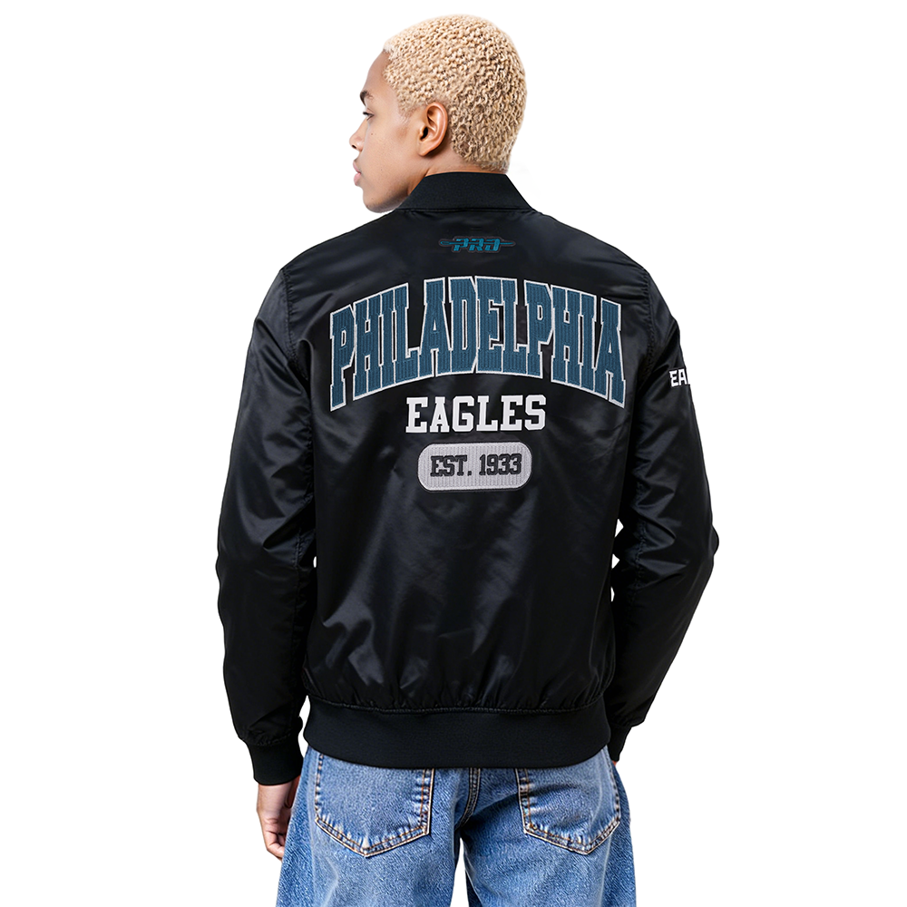 NFL PHILADELPHIA EAGLES CITY ARCH BLOUSON EN SATIN POUR HOMME (NOIR)