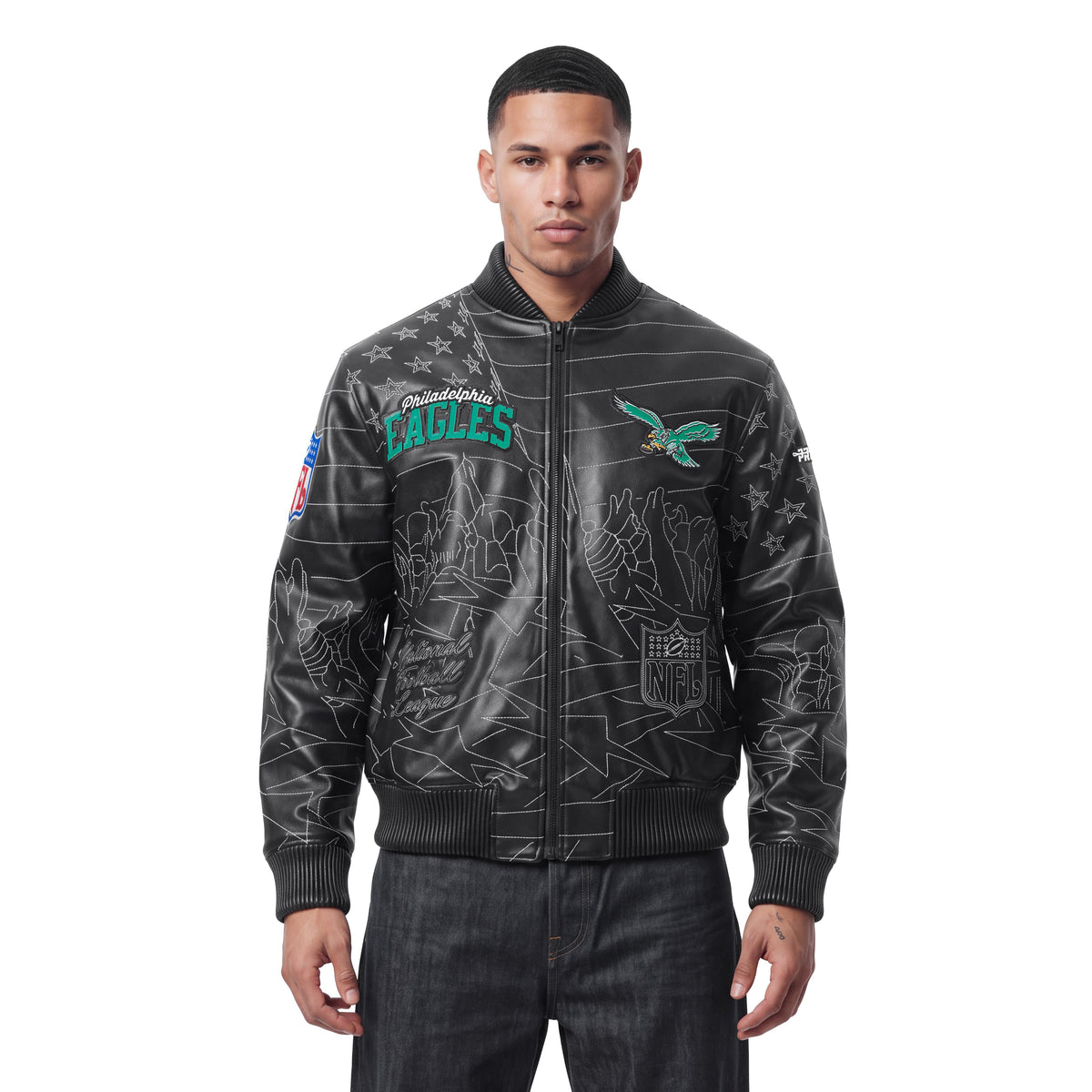 NFL PHILADELPHIA EAGLES PRO PREMIUM MEN'S COAT (BLACK)