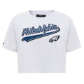 NFL PHILADELPHIA EAGLES SCRIPT TAIL T-SHIRT EN JERSEY SIMPLE À COUPE CARRÉE POUR FEMME (BLANC)