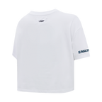 NFL PHILADELPHIA EAGLES SCRIPT TAIL T-SHIRT EN JERSEY SIMPLE À COUPE CARRÉE POUR FEMME (BLANC)