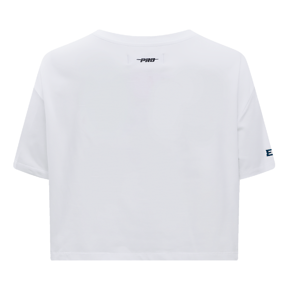 NFL PHILADELPHIA EAGLES SCRIPT TAIL T-SHIRT EN JERSEY SIMPLE À COUPE CARRÉE POUR FEMME (BLANC)