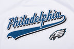 NFL PHILADELPHIA EAGLES SCRIPT TAIL T-SHIRT EN JERSEY SIMPLE À COUPE CARRÉE POUR FEMME (BLANC)