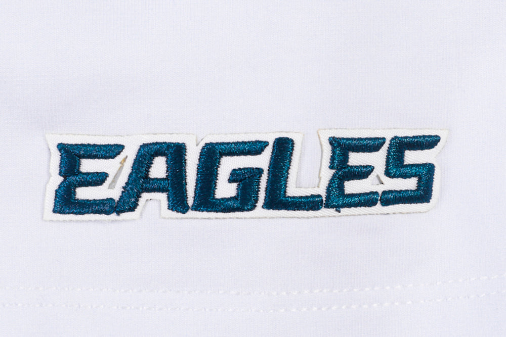 NFL PHILADELPHIA EAGLES SCRIPT TAIL T-SHIRT EN JERSEY SIMPLE À COUPE CARRÉE POUR FEMME (BLANC)
