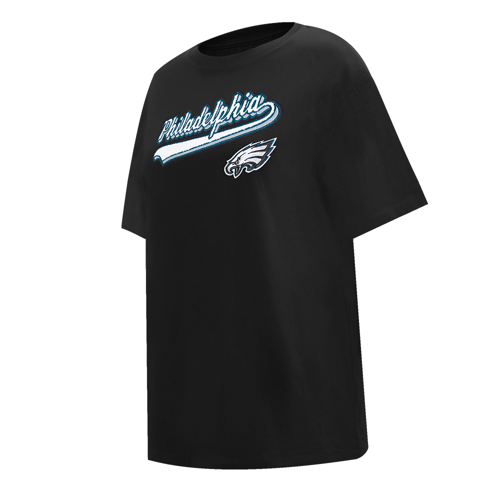 NFL PHILADELPHIA EAGLES SCRIPT TAIL WOMEN'S BOYFRIEND TEE (BLACK)