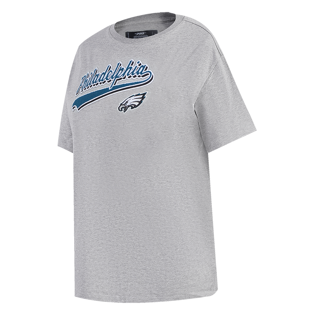 NFL PHILADELPHIA EAGLES SCRIPT TAIL WOMEN'S BOYFRIEND TEE (HEATHER GREY)