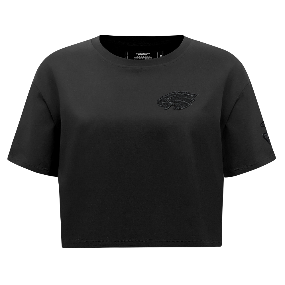 NFL PHILADELPHIA EAGLES TRIPLE BLACK WOMEN'S SINGLE JERSEY BOXY TEE (TRIPLE BLACK)
