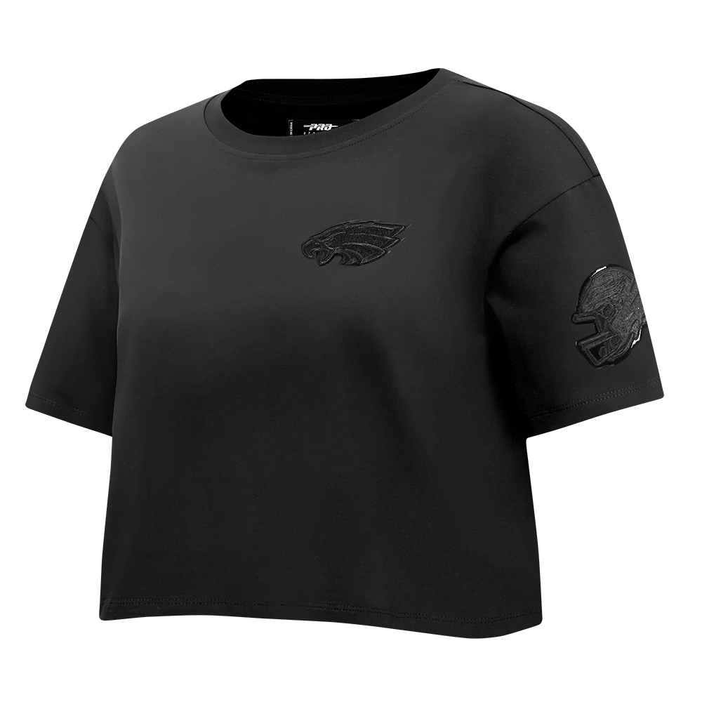 NFL PHILADELPHIA EAGLES TRIPLE BLACK WOMEN'S SINGLE JERSEY BOXY TEE (TRIPLE BLACK)