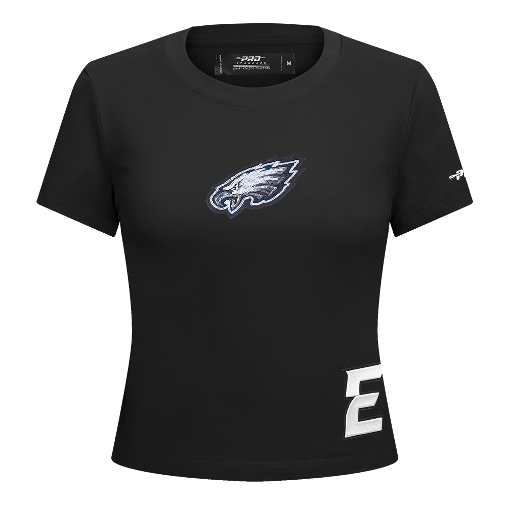 NFL PHILADELPHIA EAGLES GAME DAY CLASSICS T-SHIRT BABY DOLL EN JERSEY SIMPLE POUR FEMME (NOIR)