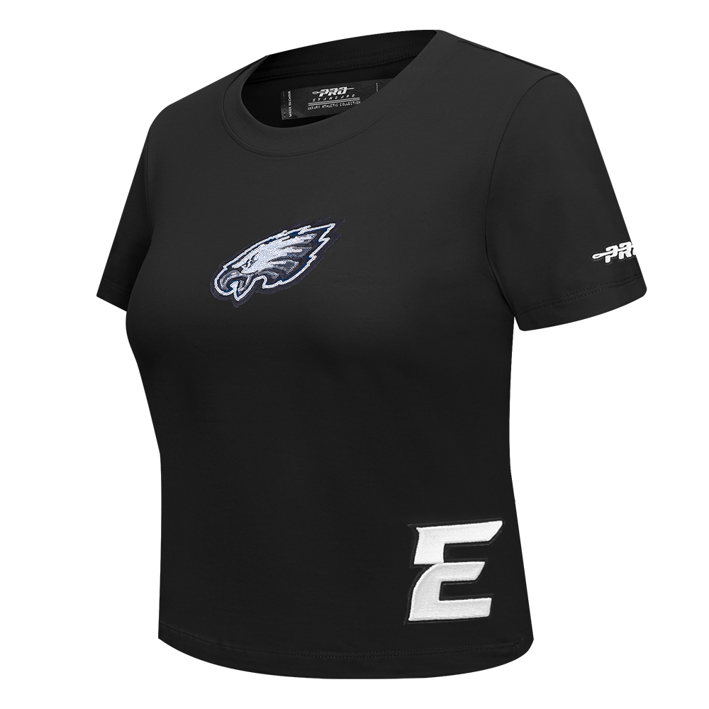 NFL PHILADELPHIA EAGLES GAME DAY CLASSICS T-SHIRT BABY DOLL EN JERSEY SIMPLE POUR FEMME (NOIR)
