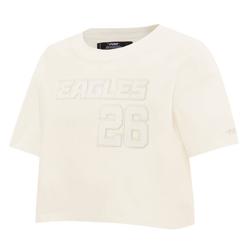 NFL PHILADELPHIA EAGLES SAQUON BARKLEY #26 NEUTRAL WOMEN'S SJ BOXY TEE (EGGSHELL)