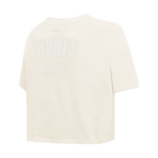 NFL PHILADELPHIA EAGLES JALEN HURTS #1 NEUTRAL PNN T-SHIRT EN JERSEY SIMPLE À COUPE CARRÉE POUR FEMME (COQUILLE D'ŒUF)