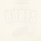 NFL PHILADELPHIA EAGLES JALEN HURTS #1 NEUTRAL PNN T-SHIRT EN JERSEY SIMPLE À COUPE CARRÉE POUR FEMME (COQUILLE D'ŒUF)