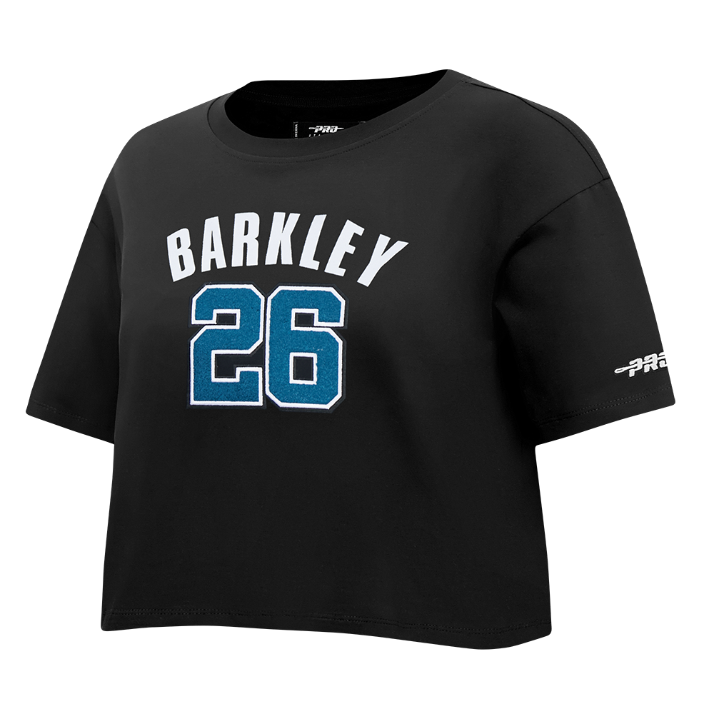 NFL PHILADELPHIA EAGLES SAQUON BARKLEY #26 CLASSIC PNN WOMEN'S SJ BOXY TEE (BLACK)