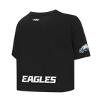 NFL PHILADELPHIA EAGLES SAQUON BARKLEY #26 CLASSIC PNN WOMEN'S SJ BOXY TEE (BLACK)