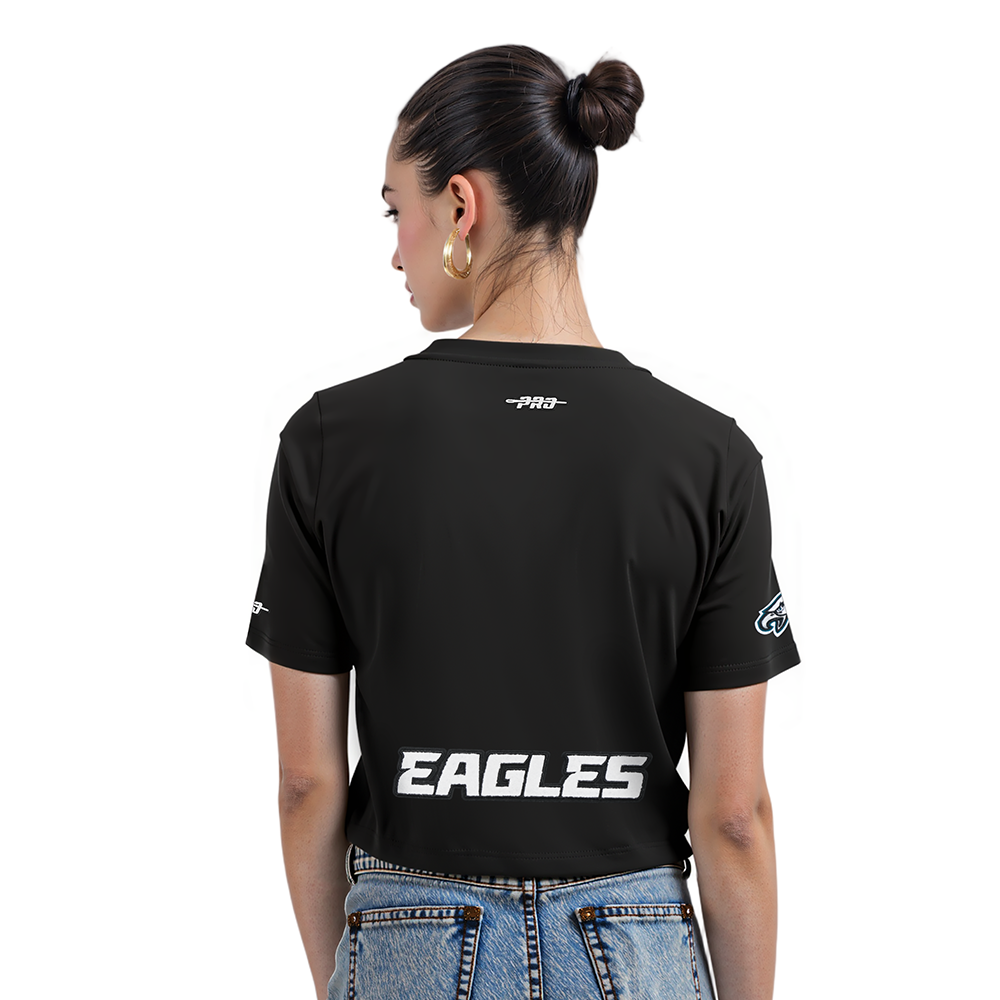NFL PHILADELPHIA EAGLES JALEN HURTS #1 CLASSIC PNN WOMEN'S SJ BOXY TEE (BLACK)