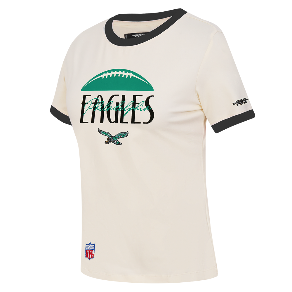 NFL PHILADELPHIA EAGLES ORIGINAL PLAYERS WOMEN'S S/S SLIM TEE (EGGSHELL/ BLACK)
