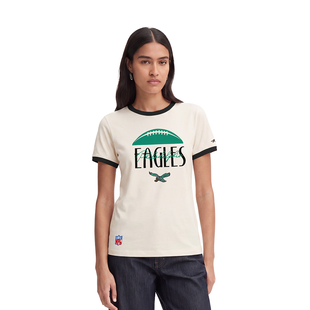 NFL PHILADELPHIA EAGLES ORIGINAL PLAYERS WOMEN'S S/S SLIM TEE (EGGSHELL/ BLACK)
