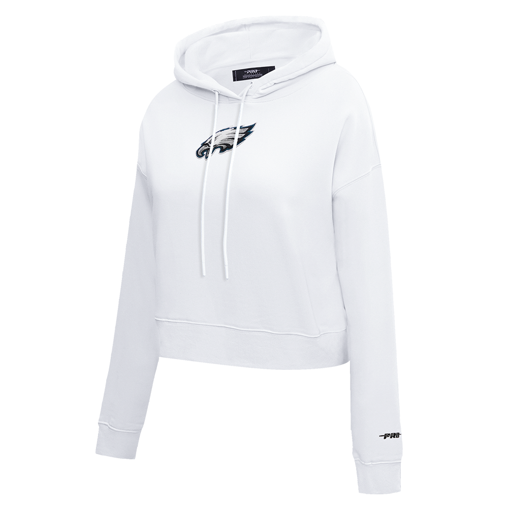 NFL PHILADELPHIA EAGLES CLASSIC WOMEN'S FLEECE CROPPED PULLOVER HOODIE (WHITE)
