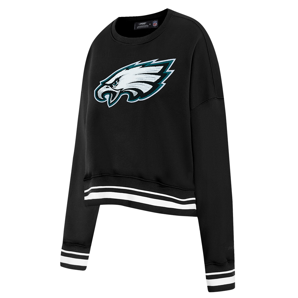 NFL PHILADELPHIA EAGLES MASHUP WOMEN'S RIB CREWNECK (BLACK)