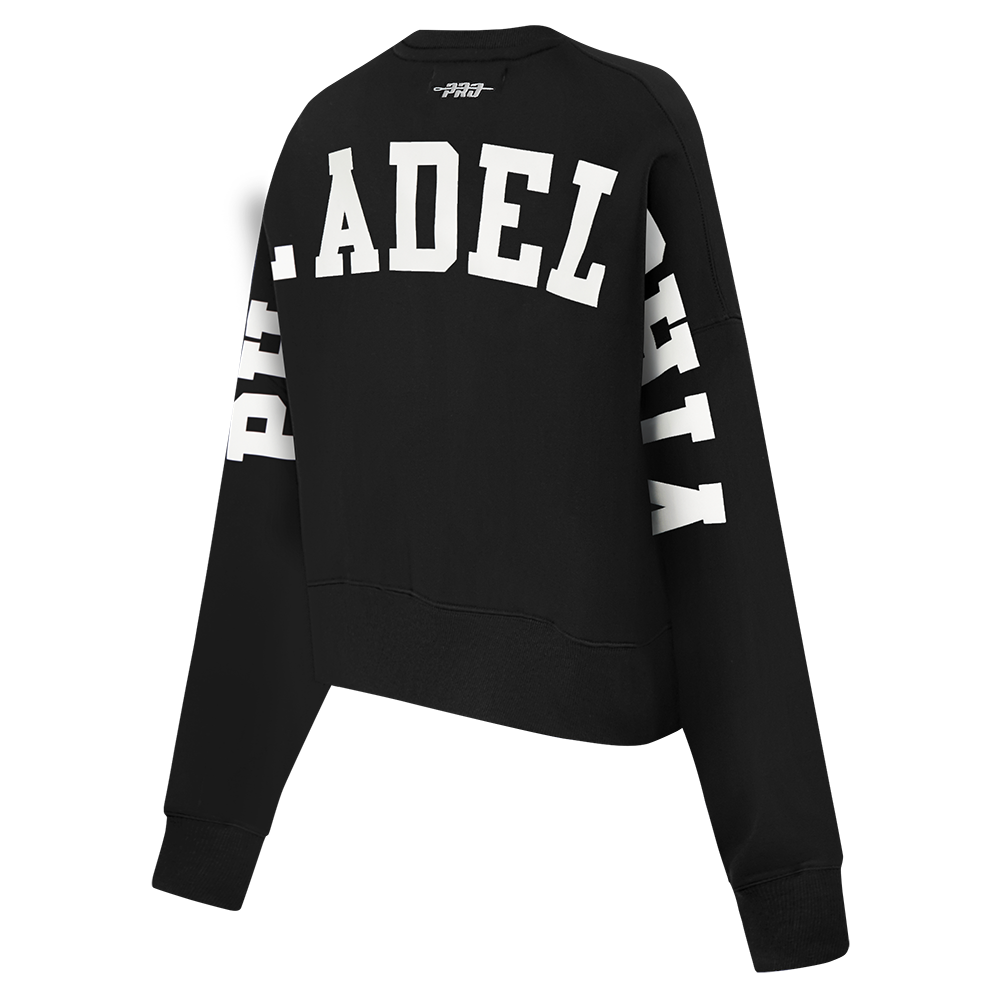 NFL PHILADELPHIA EAGLES WINGSPAN WOMEN'S FLEECE CREWNECK (BLACK)