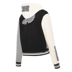 NFL PHILADELPHIA EAGLES REVERSE FRENCH TERRY MOLLETON À BLOCS DE COULEUR À GLISSIÈRE PLEINE LONGUEUR POUR FEMME (NOIR/GRIS/COQUILLE D'ŒUF)