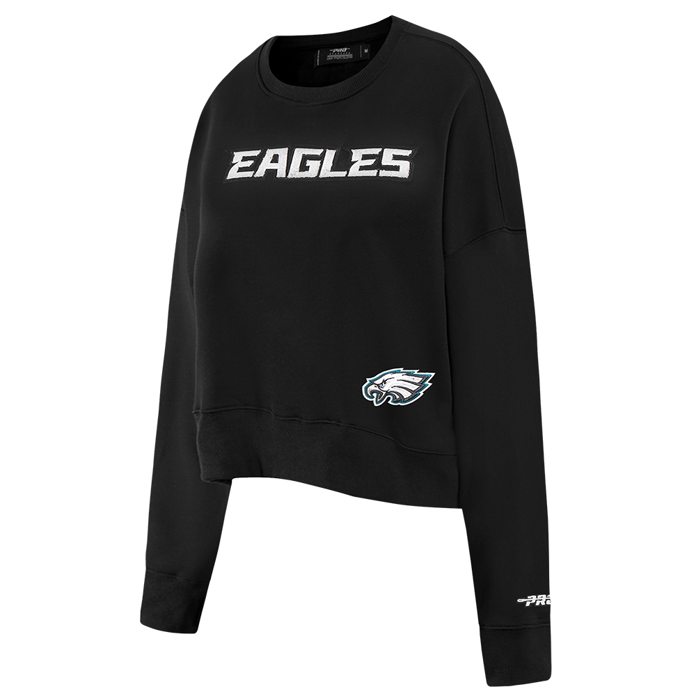 NFL PHILADELPHIA EAGLES GAME DAY CLASSICS WOMEN'S DOUBLE KNIT CREWNECK (BLACK)