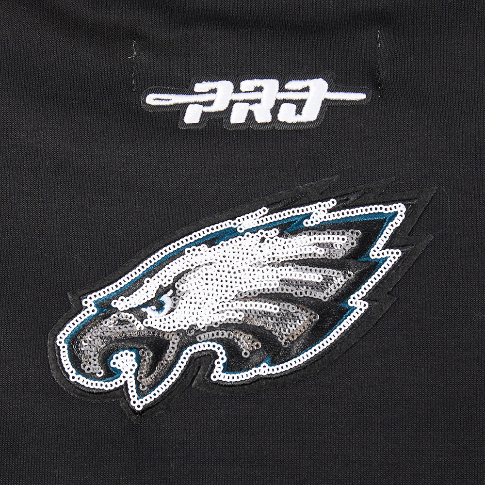 NFL PHILADELPHIA EAGLES GAME DAY CLASSICS WOMEN'S DOUBLE KNIT CREWNECK (BLACK)