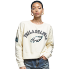 NFL PHILADELPHIA EAGLES REBEL ATHLETICS WOMEN'S FLC CREWNECK (EGGSHELL)