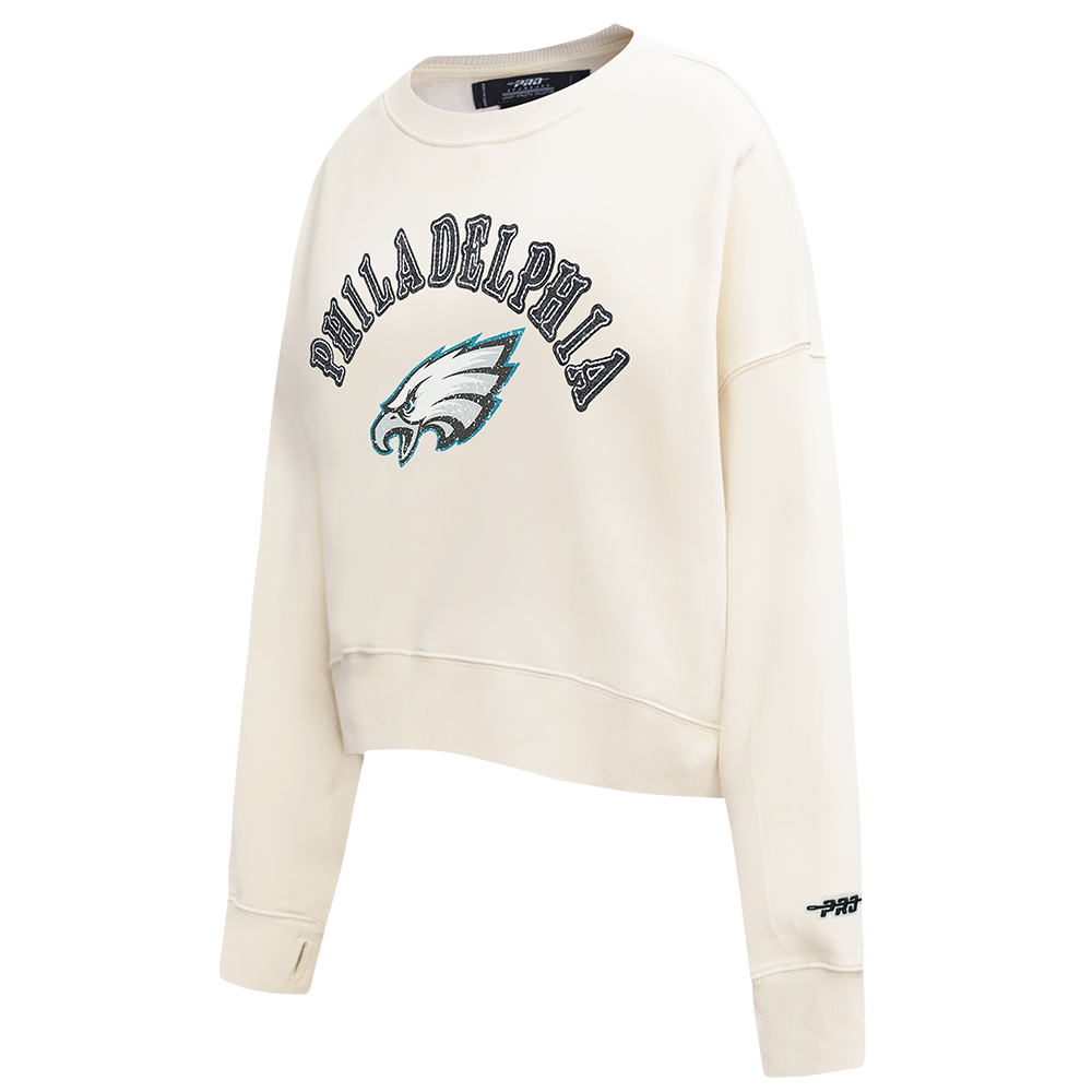 NFL PHILADELPHIA EAGLES REBEL ATHLETICS WOMEN'S FLC CREWNECK (EGGSHELL)