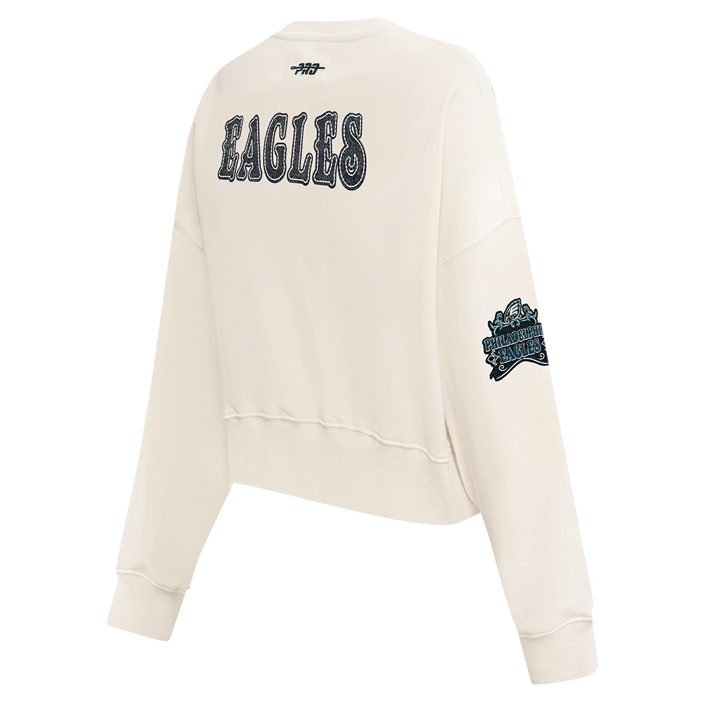 NFL PHILADELPHIA EAGLES REBEL ATHLETICS WOMEN'S FLC CREWNECK (EGGSHELL)