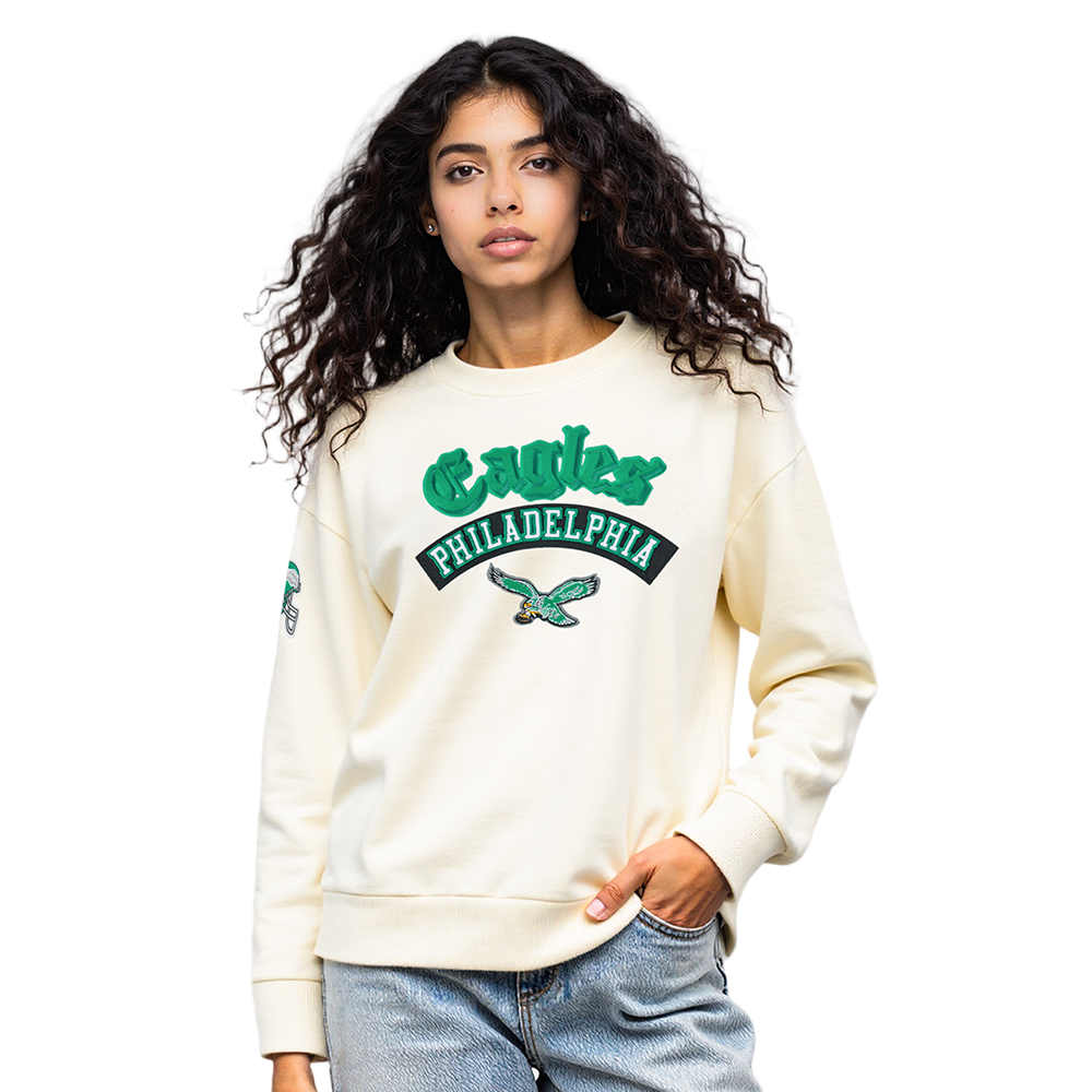 NFL PHILADELPHIA EAGLES BEST OF WOMEN'S STANDARD FLC CREWNECK (EGGSHELL)