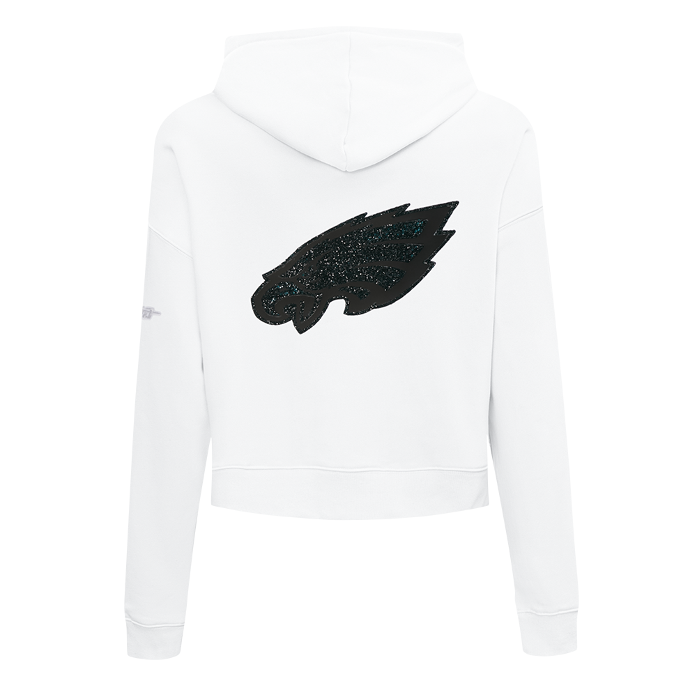 NFL PHILADELPHIA EAGLES TEAM CRYSTALLINE CHANDAIL À CAPUCHON COURT POUR FEMME (BLANC)