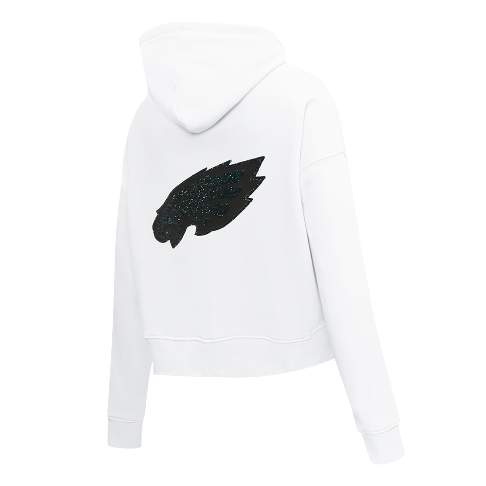 NFL PHILADELPHIA EAGLES TEAM CRYSTALLINE CHANDAIL À CAPUCHON COURT POUR FEMME (BLANC)