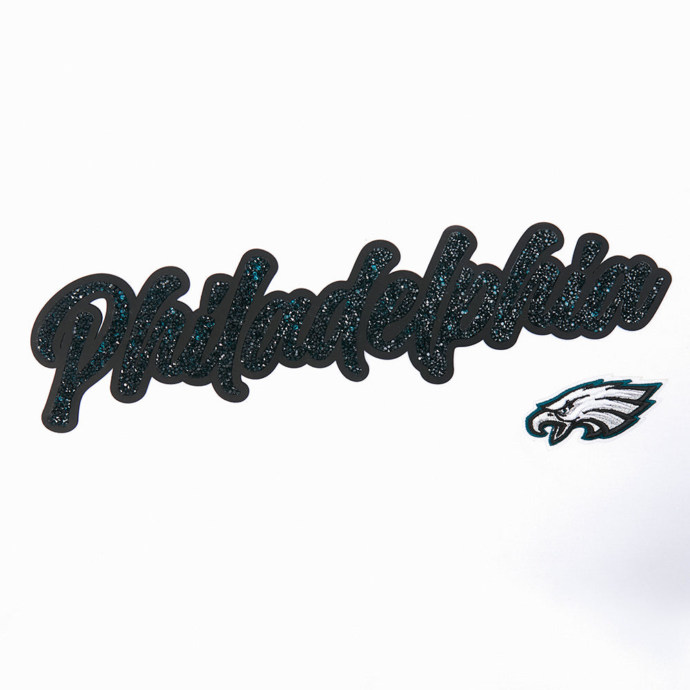 NFL PHILADELPHIA EAGLES TEAM CRYSTALLINE CHANDAIL À CAPUCHON COURT POUR FEMME (BLANC)