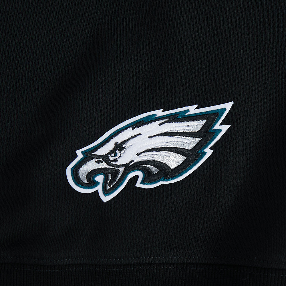 NFL PHILADELPHIA EAGLES JALEN HURTS #1 CLASSIC PNN CHANDAIL À COL ROND EN MOLLETON POUR FEMME (NOIR)
