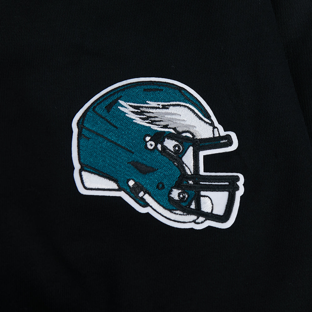 NFL PHILADELPHIA EAGLES JALEN HURTS #1 CLASSIC PNN CHANDAIL À COL ROND EN MOLLETON POUR FEMME (NOIR)