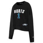 NFL PHILADELPHIA EAGLES JALEN HURTS #1 CLASSIC PNN CHANDAIL À COL ROND EN MOLLETON POUR FEMME (NOIR)