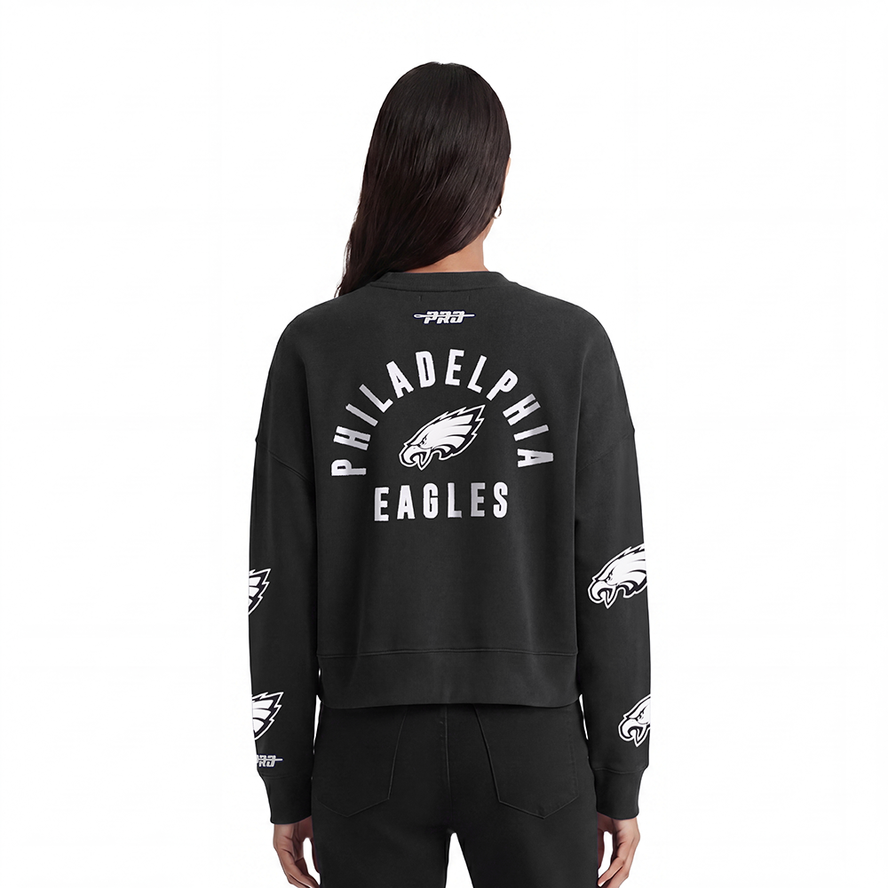NFL PHILADELPHIA EAGLES WOMEN'S CREWNECK SWEATSHIRT (BLACK)