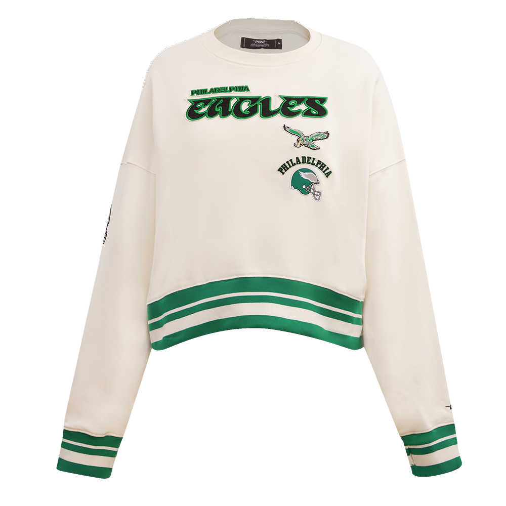 NFL PHILADELPHIA EAGLES RETRO CLASSIC WOMEN'S CREWNECK (EGGSHELL/KELLY GREEN)