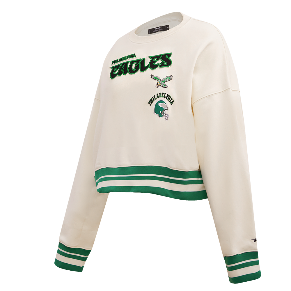 NFL PHILADELPHIA EAGLES RETRO CLASSIC WOMEN'S CREWNECK (EGGSHELL/KELLY GREEN)