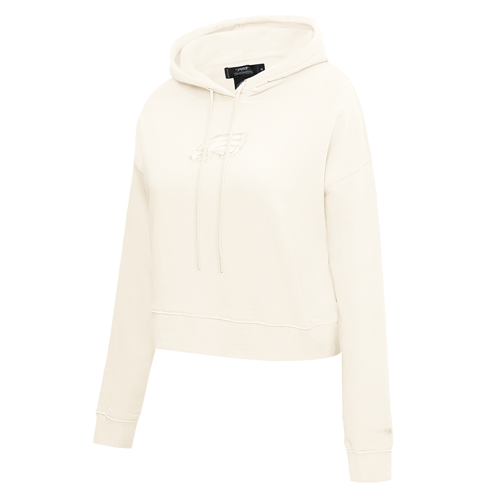 NFL PHILADELPHIA EAGLES NEUTRAL WOMENS CROPPED PULLOVER HOODIE (EGGSHELL)