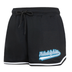 NFL PHILADELPHIA EAGLES SCRIPT TAIL WOMEN'S MESH TAPE SHORT (BLACK)