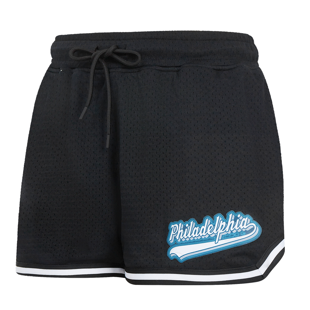 NFL PHILADELPHIA EAGLES SCRIPT TAIL WOMEN'S MESH TAPE SHORT (BLACK)