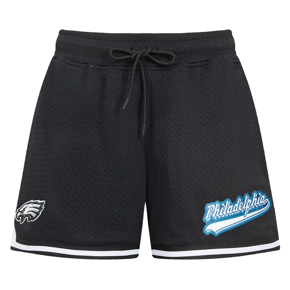 NFL PHILADELPHIA EAGLES SCRIPT TAIL WOMEN'S MESH TAPE SHORT (BLACK)